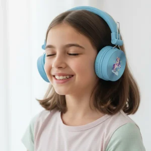 Wireless Bluetooth Headphones 40mm GA 208k Blue Unicorn Design1