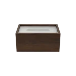 Wood Look Tissue Box Cover Transparent Ribbed Top Standard Size Rectangular Model Dark Brown