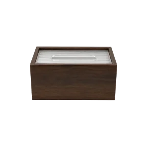 Wood Look Tissue Box Cover Transparent Ribbed Top Standard Size Rectangular Model Dark Brown