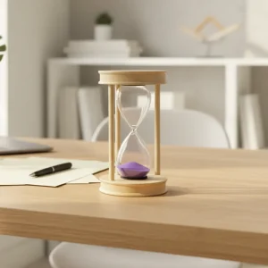 Wooden Sand Timer 15 Minute Decorative Hourglass Natural Wood Purple Sand1