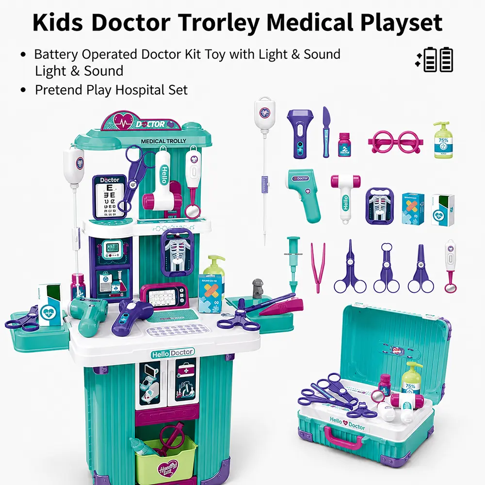 Xiong-Cheng-3-in-1-Kids-Doctor-Medical-Trolley-Play-Set–Model-008-6053 Xiong Cheng 3 in 1 Kids Doctor Medical Trolley Play Set–Model 008