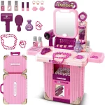 Xiong Cheng Kids 3 in 1 Beauty Vanity Play Set Pink with Mirror & Accessories Model 008