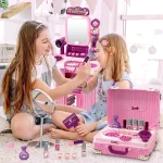 Xiong Cheng Kids 3 in 1 Beauty Vanity Play Set Pink with Mirror & Accessories Model 008