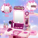 Xiong Cheng Kids 3 in 1 Beauty Vanity Play Set Pink with Mirror & Accessories Model 008