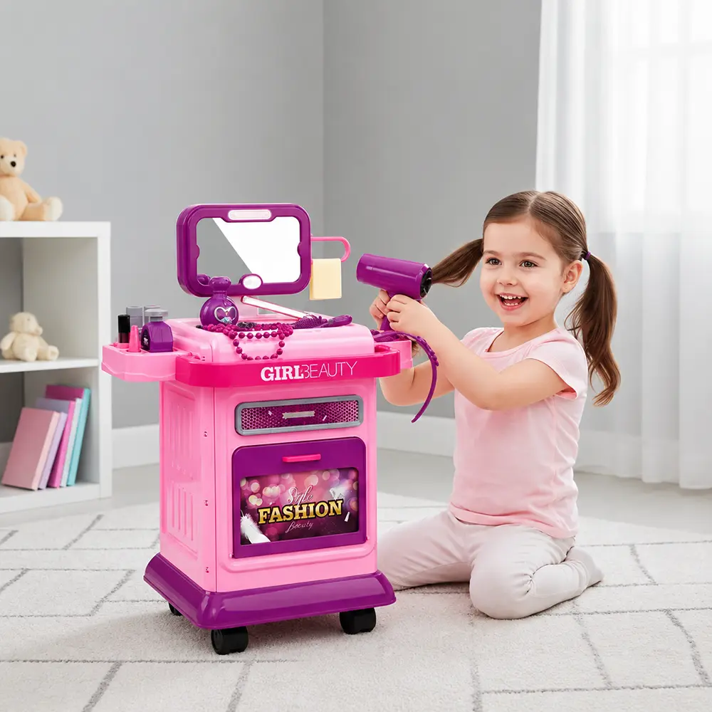 Xiong-Cheng-Pink-Kids-Beauty-Vanity-Play-Set-with-Light-&-Music-31-Pieces-No.-008-2031 Xiong Cheng Pink Kids Beauty Vanity Play Set with Light & Music 31 Pieces No. 008