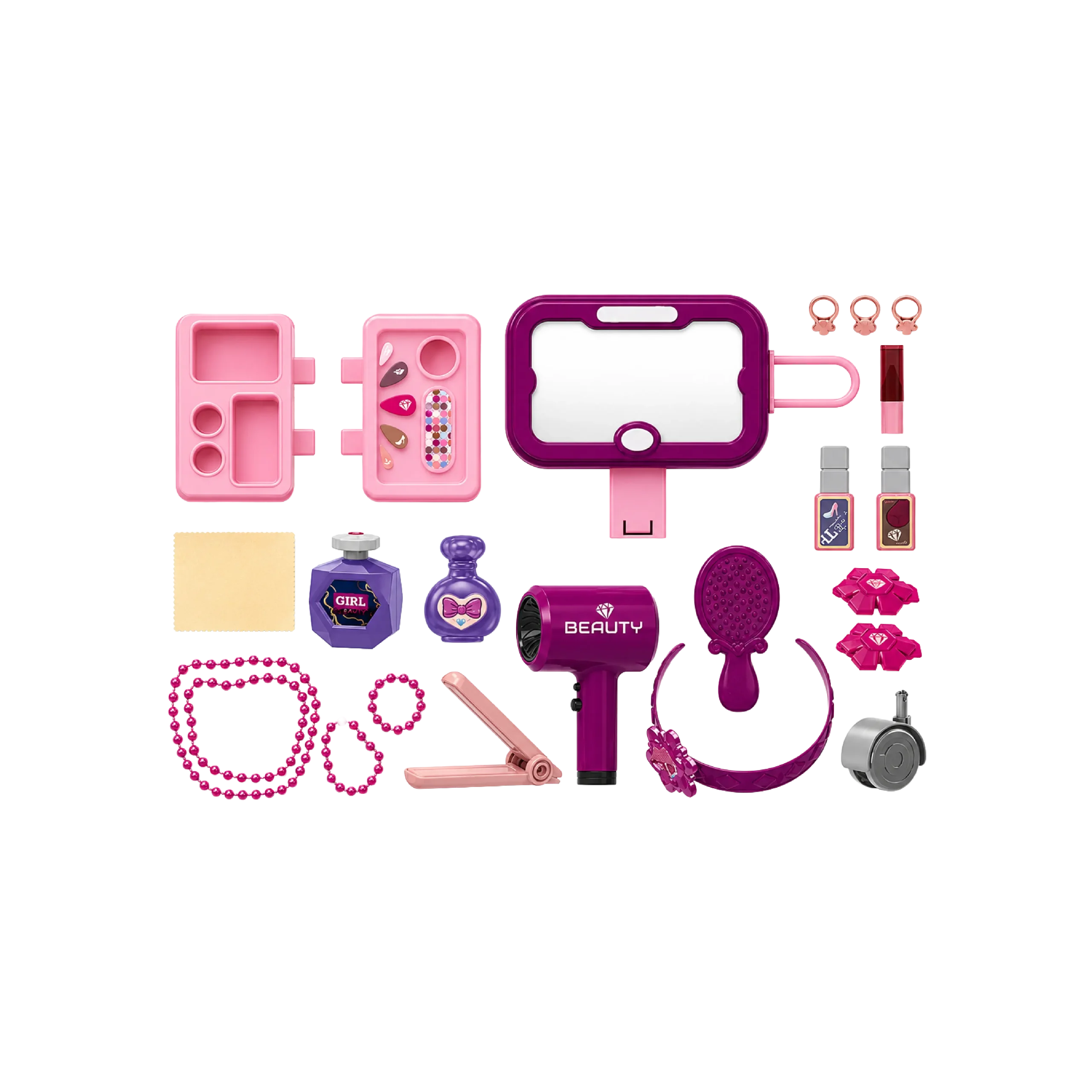 Xiong-Cheng-Pink-Kids-Beauty-Vanity-Play-Set-with-Light-&-Music-31-Pieces-No.-008-2032 Xiong Cheng Pink Kids Beauty Vanity Play Set with Light & Music 31 Pieces No. 008