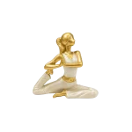 Yoga Lady Resin Figurine Modern Meditation Home Decor Gold & White
