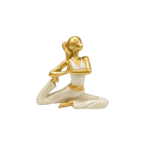 Yoga Lady Resin Figurine Modern Meditation Home Decor Gold & White