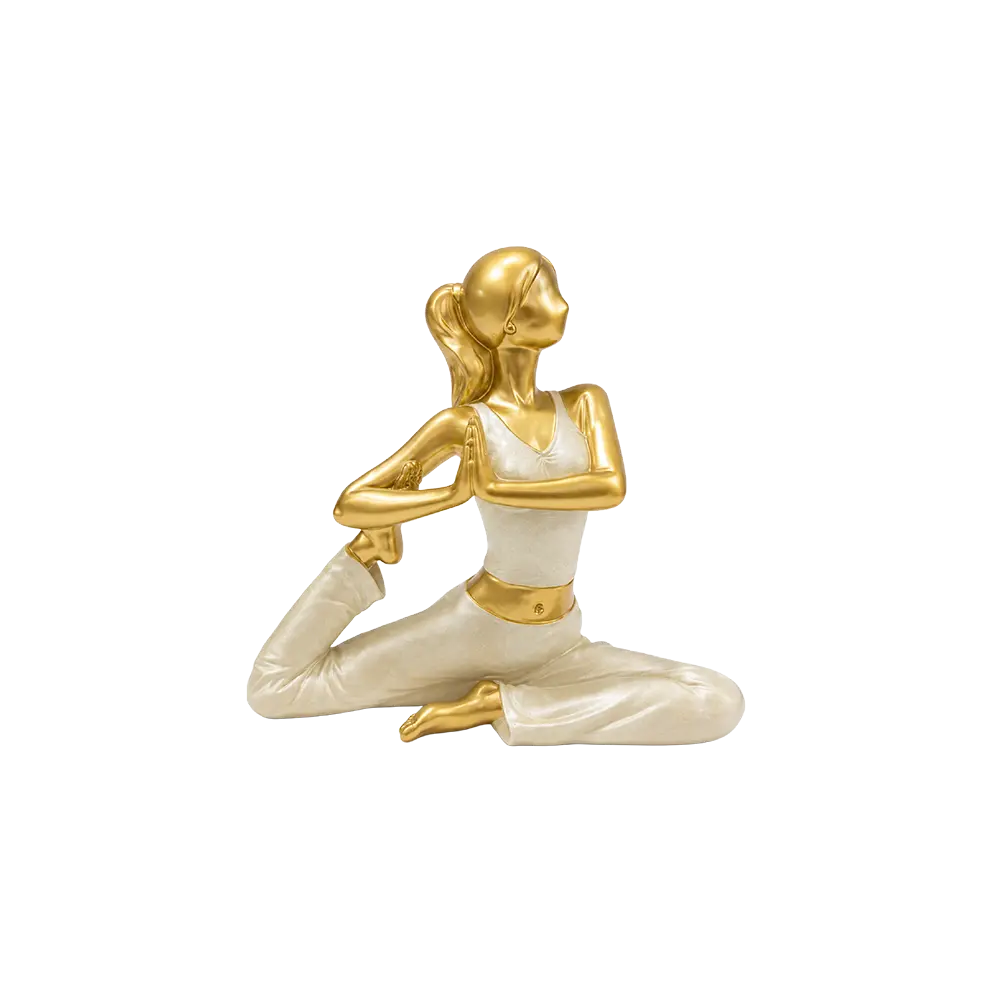 Yoga-Lady-Resin-Figurine-Modern-Meditation-Home-Decor-Gold-&-White Yoga Lady Resin Figurine Modern Meditation Home Decor Gold & White
