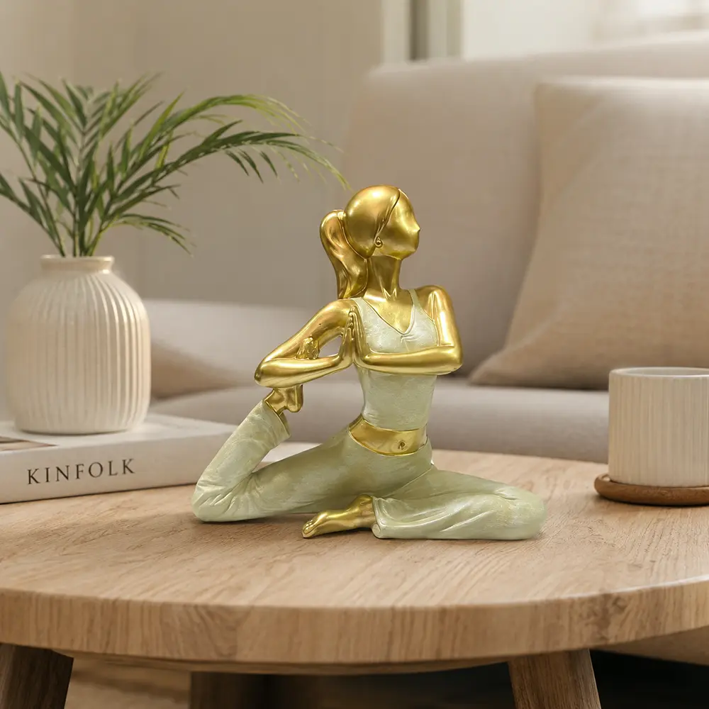 Yoga-Lady-Resin-Figurine-Modern-Meditation-Home-Decor-Gold-&-White1 Yoga Lady Resin Figurine Modern Meditation Home Decor Gold & White1