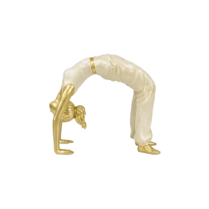 Yoga Lady Resin Sculpture Backbend Pose Home Decor 12cm Gold & White