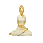 Yoga-Lady-Resin-Sculpture-Lotus-Meditation-Home-Decor-12cm-Gold-&-White Yoga Lady Resin Sculpture Lotus Meditation Home Decor 12cm Gold & White