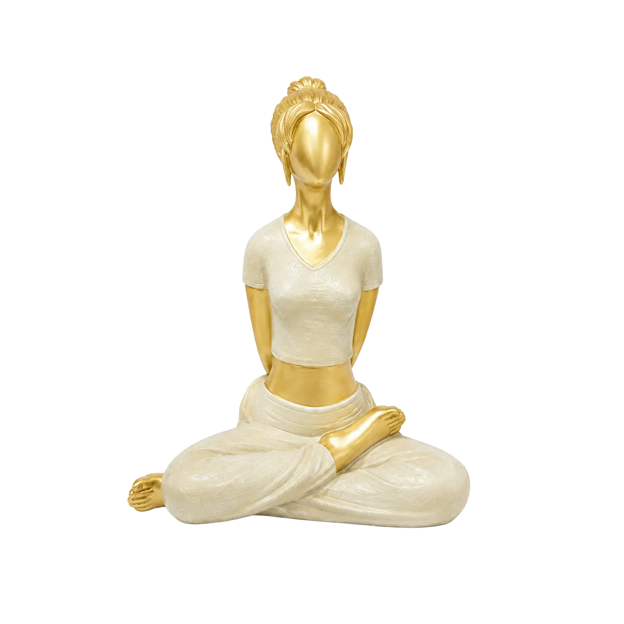 Yoga-Lady-Resin-Sculpture-Lotus-Meditation-Home-Decor-12cm-Gold-&-White Yoga Lady Resin Sculpture Lotus Meditation Home Decor 12cm Gold & White