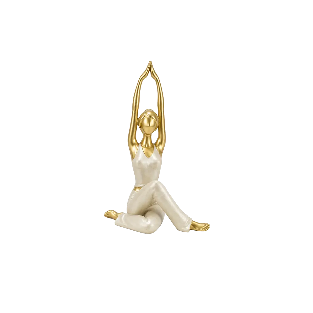 Yoga-Lady-Resin-Sculpture-Modern-Stretch-Pose-Home-Decor-Gold-&-White Yoga Lady Resin Sculpture Modern Stretch Pose Home Decor Gold & White