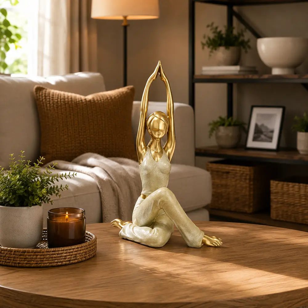 Yoga-Lady-Resin-Sculpture-Modern-Stretch-Pose-Home-Decor-Gold-&-White1 Yoga Lady Resin Sculpture Modern Stretch Pose Home Decor Gold & White1