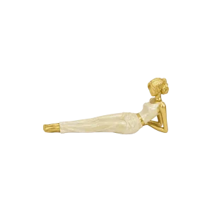 Yoga Lady Resin Sculpture Relaxing Pose Home Decor 15cm Gold & White