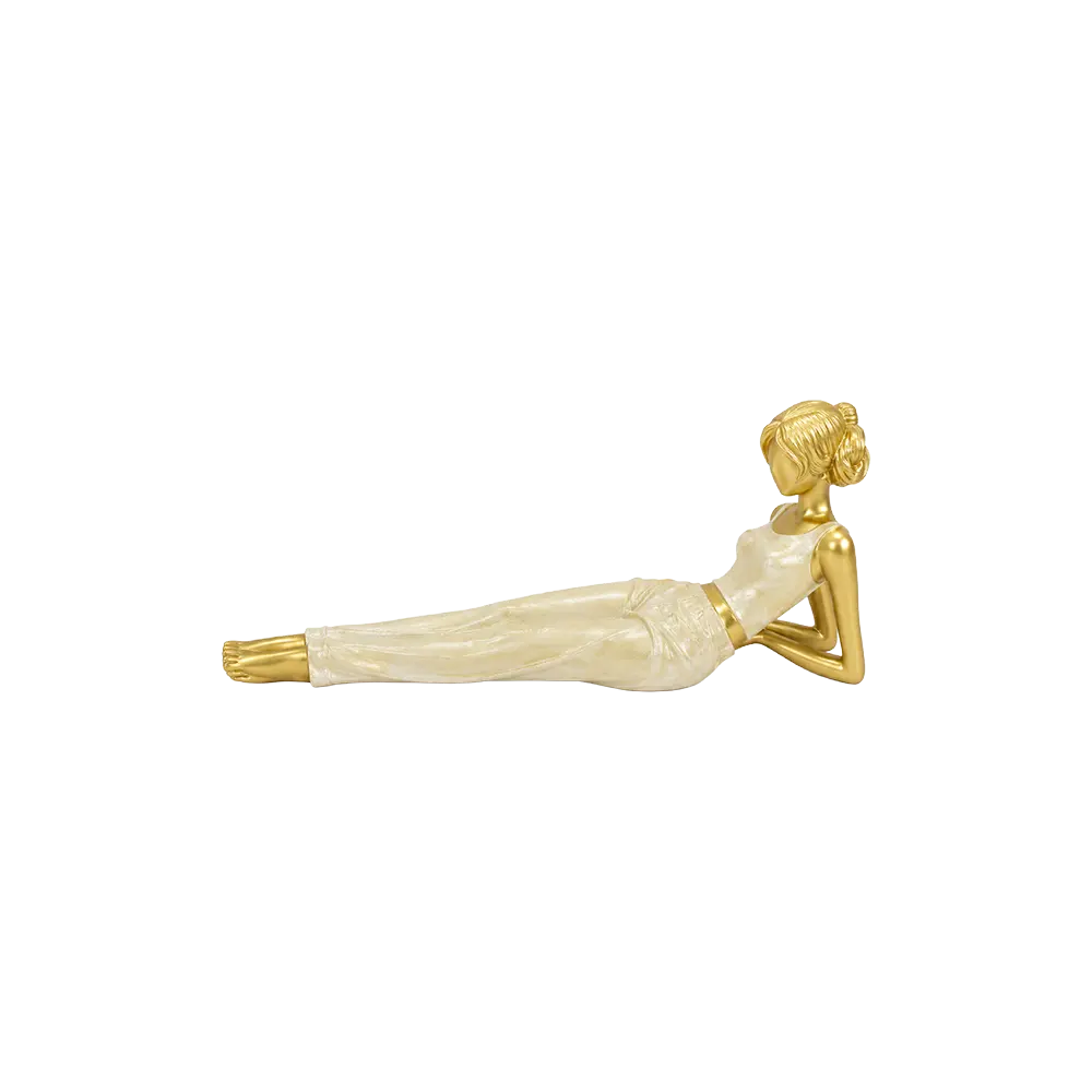 Yoga-Lady-Resin-Sculpture-Relaxing-Pose-Home-Decor-15cm-Gold-&-White Yoga Lady Resin Sculpture Relaxing Pose Home Decor 15cm Gold & White