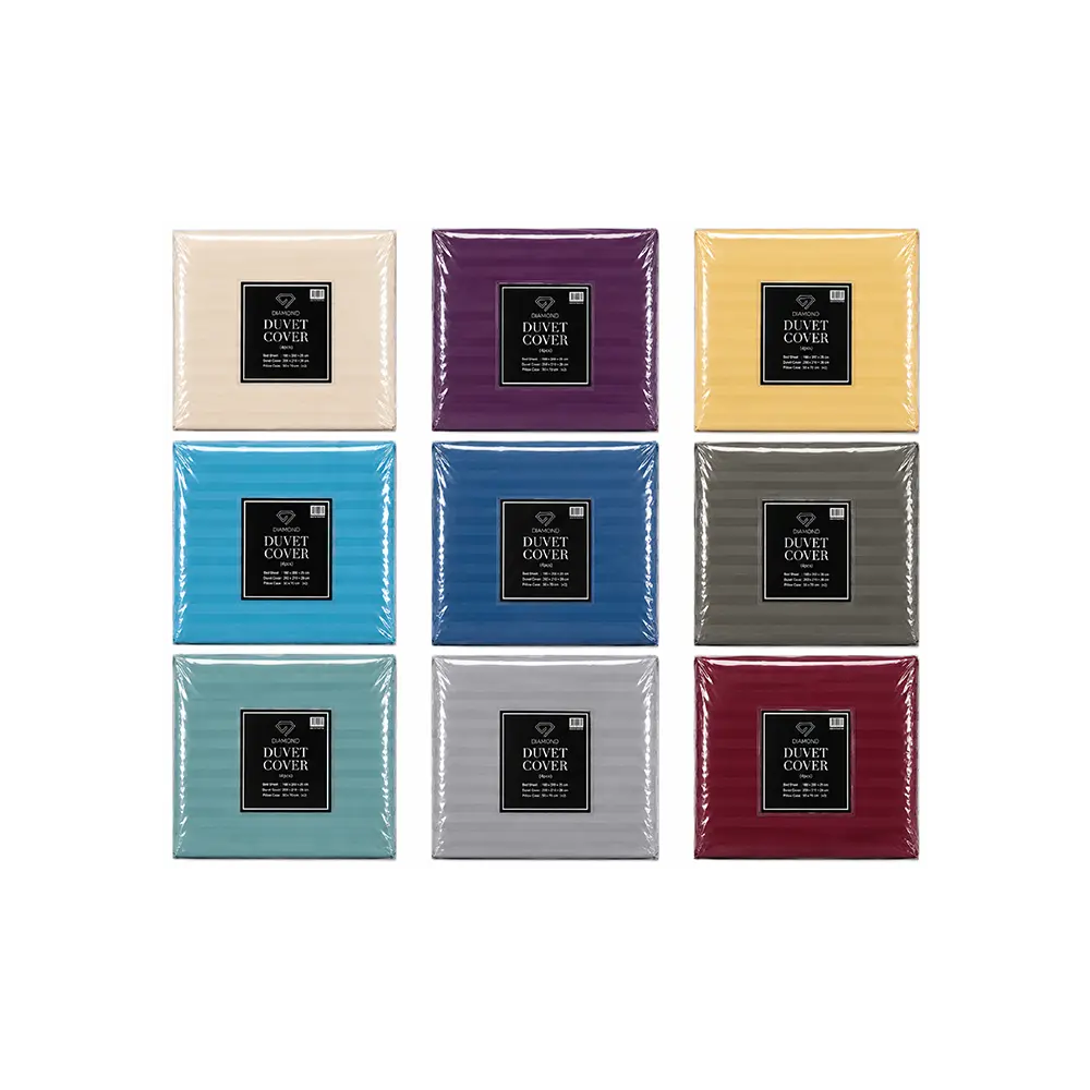 Diamond-4-Piece-Duvet-Cover-Set---Striped-Design-with-Fitted-Sheet---180-x-200-cm---Assorted-Colors Diamond 4 Piece Duvet Cover Set Striped Design with Fitted Sheet 180 x 200 cm Assorted Colors
