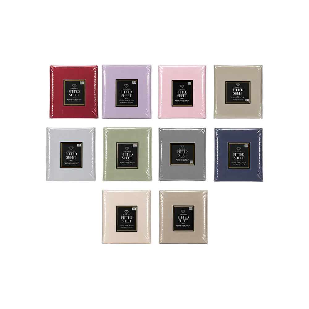 Diamond 4 Piece Fitted Sheet Set Double Fitted Sheets with Pillowcases 120 x 195 x 25 cm Assorted Colors