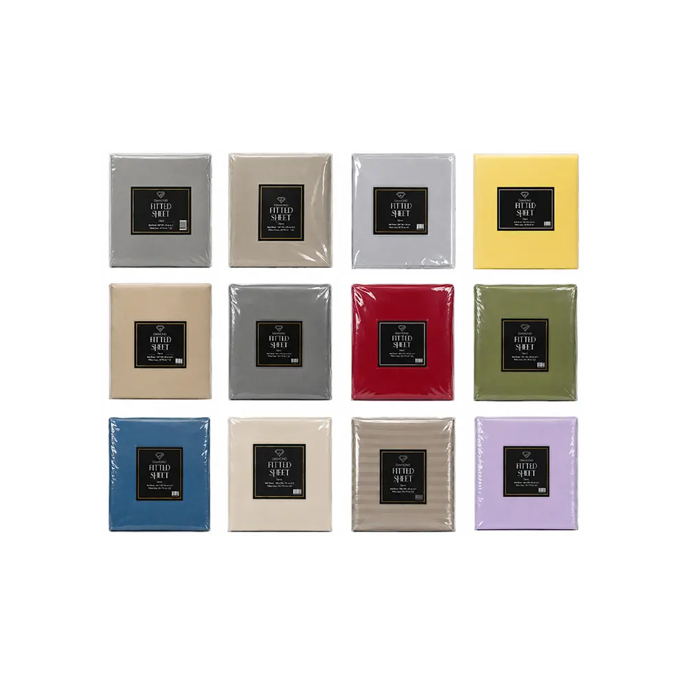 Diamond Fitted Sheet Set 3 Piece Set with 25 cm Deep Pocket 180 x 195 cm Assorted Colors