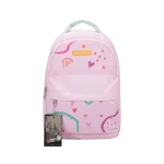 Exsport Kids Backpack with Rainbow & Heart Print WIth Multiple Zippered Compartments Large SBEXBP2627566 Light Pink