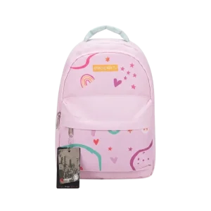 Exsport Kids Backpack with Rainbow & Heart Print WIth Multiple Zippered Compartments Large SBEXBP2627566 Light Pink