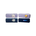 Fabric Pencil Case with Single Zipper Closure & Embroidered Patch Design