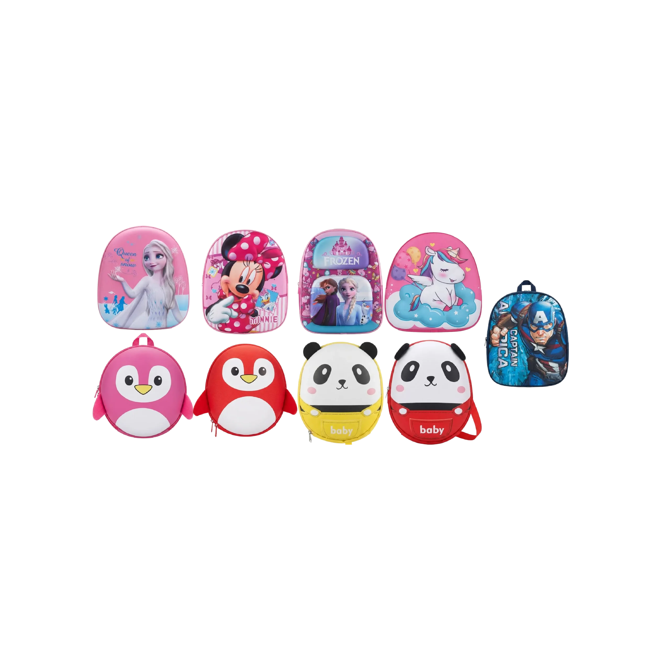 Kids Backpack with 3D Front Panels & Padded Mesh Back Small Character Print Model