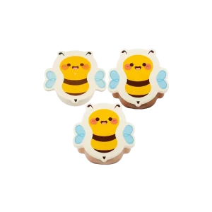 Kids Bee Shaped Lunch Box with 2 Compartments & Spoon and Fork Cute Cartoon Design Offwhite, Beige & Brown