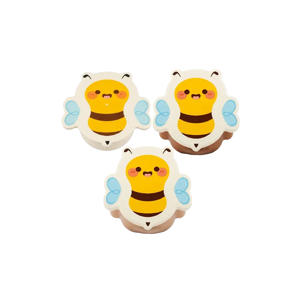 Kids-Bee-Shaped-Lunch-Box-with-2-Compartments-&-Spoon-and-Fork---Cute-Cartoon-Design-Offwhite,-Beige-&-Brown Kids Bee Shaped Lunch Box with 2 Compartments & Spoon and Fork Cute Cartoon Design Offwhite, Beige & Brown