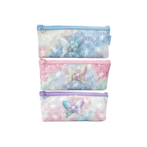 Pastel Butterfly Pencil Case with Star Print & Heart Zipper
