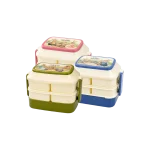 Peter Rabbit Double Layer Lunch Box with 4 Compartments Stackable Design Pink , Blue & Green