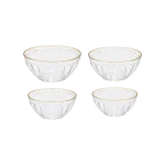 Plexi Round Fruit Bowl – Ribbed Design with Gold Rim