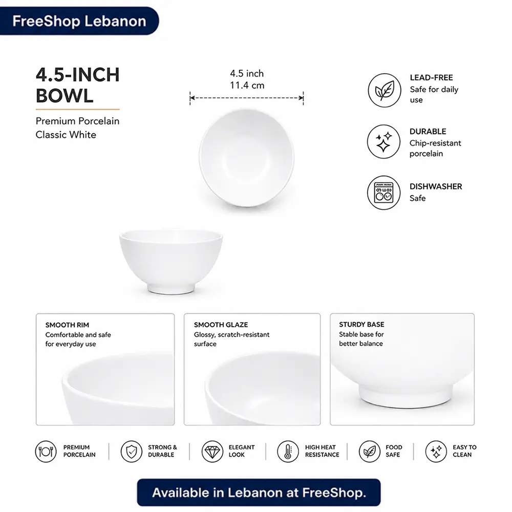 Porcelain Serving Bowl – Classic White 4.5 Inch