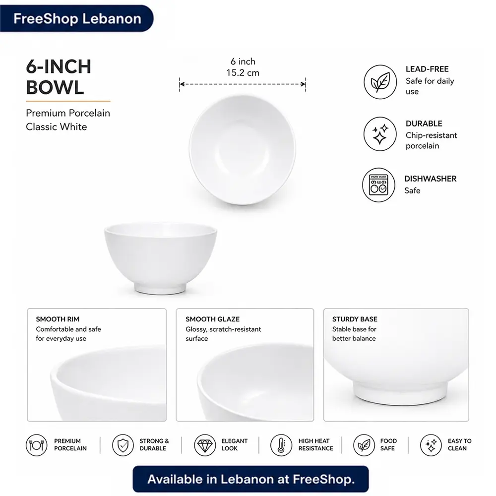 Porcelain Serving Bowl – Classic White 6 Inch