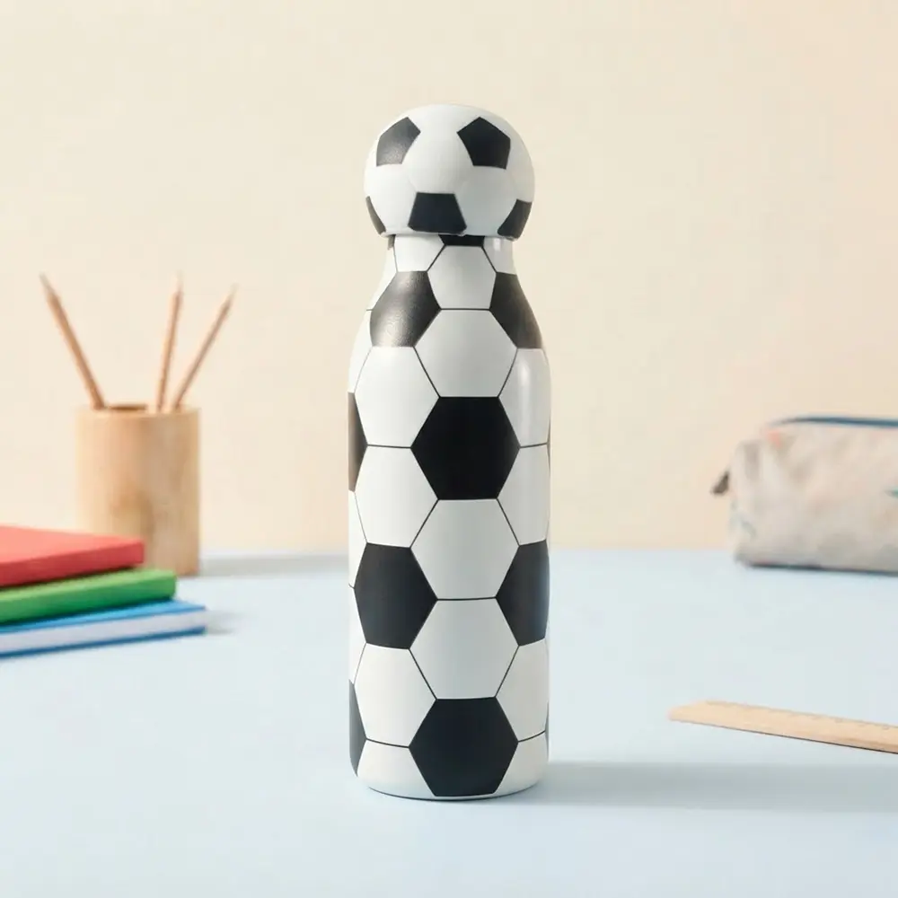 SQTCH Insulated 304 Stainless Steel Water Bottle – Hot 10H Cold 12H – 720ML – SK10308 – Black & White Football1