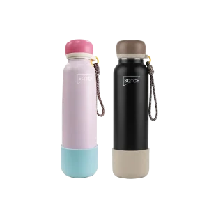 SQTCH SK10470 Stainless Steel Water Bottle with Protective Base & Carry Strap – 720ML