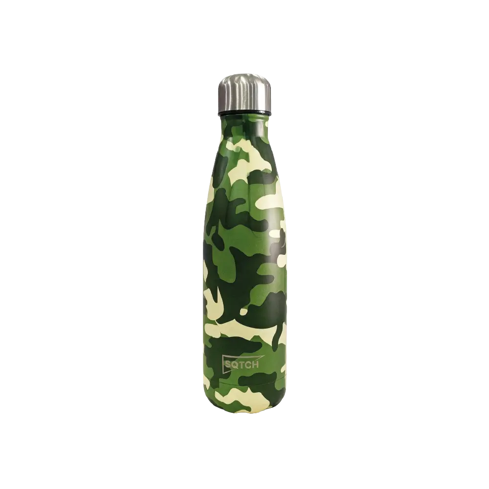SQTCH Stainless Steel Water Bottle – Camouflage Design & Screw Cap – 500ml – SK10157 – Green Camo