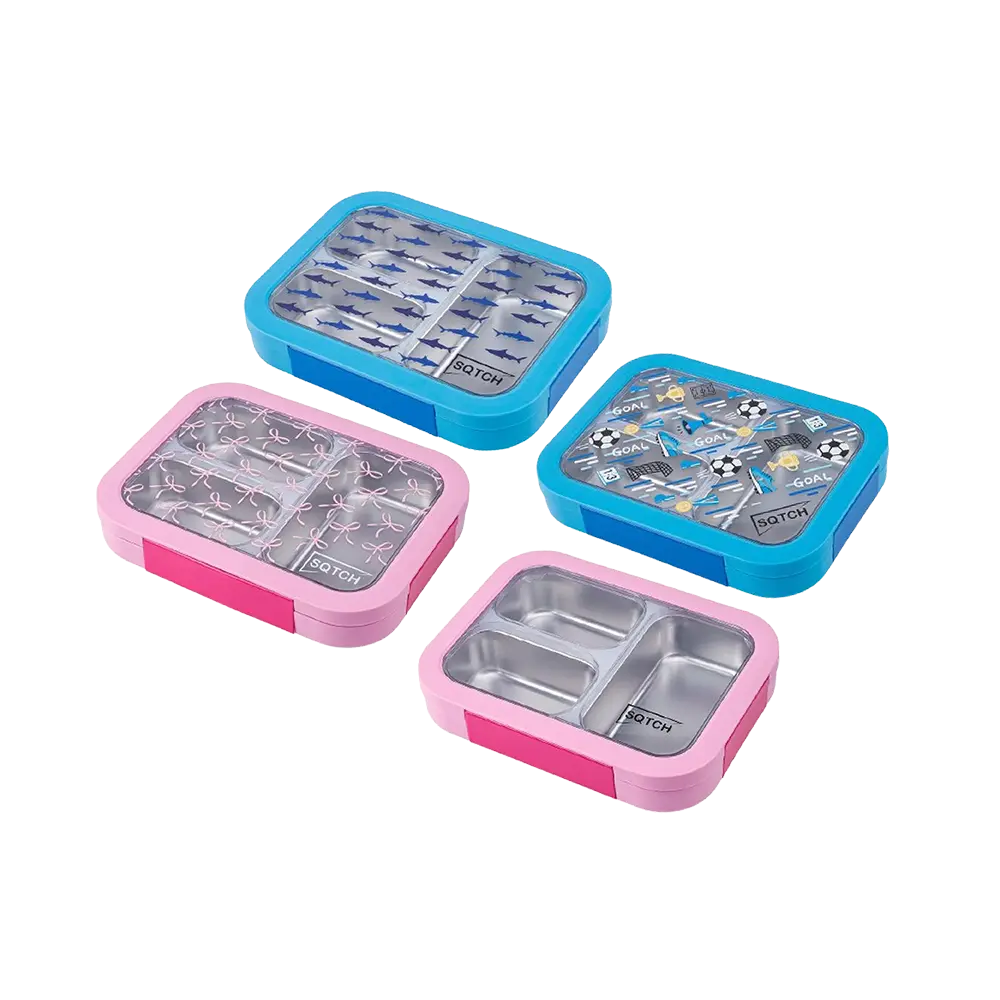 SQTCH-Steel-Mate-304-Stainless-Steel-3-Compartment-Lunch-Box---Microwaveable---Assorted-Colors SQTCH Steel Mate 304 Stainless Steel 3 Compartment Lunch Box Microwaveable Assorted Colors