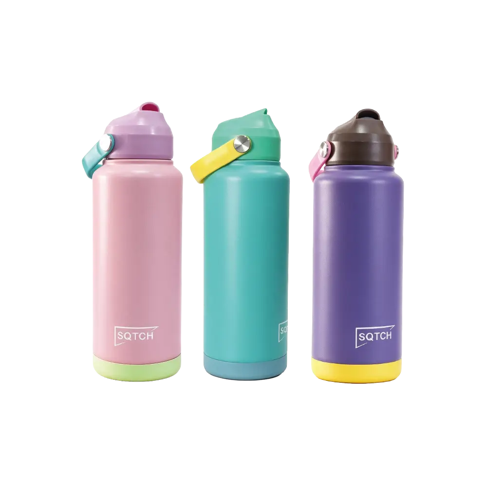 SQTCH Vacuum Insulated Stainless Steel Water Bottle with Carry Handle & Protective Base – SK10186