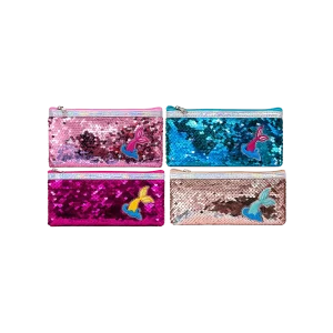 Sequin Pencil Case with Mermaid Tail Design & Zipper Closure