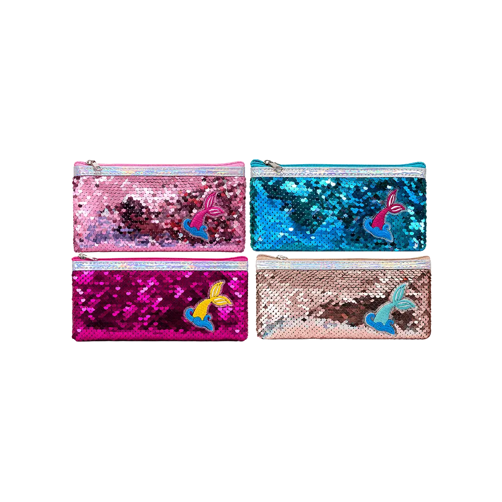 Sequin-Pencil-Case-with-Mermaid-Tail-Design-&-Zipper-Closure Sequin Pencil Case with Mermaid Tail Design & Zipper Closure