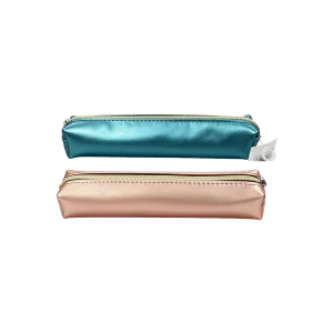 Slim Metallic Pencil Case with One Zipper Closure