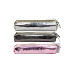 Slim Metallic Pencil Case with Single Zipper Closure