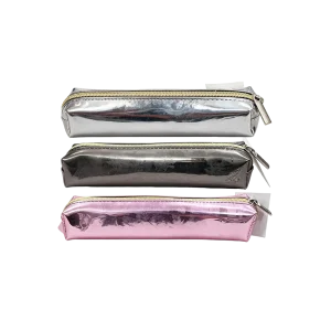 Slim Metallic Pencil Case with Single Zipper Closure