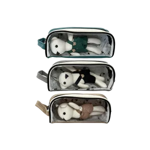 Transparent Pencil Case with Plush Bear