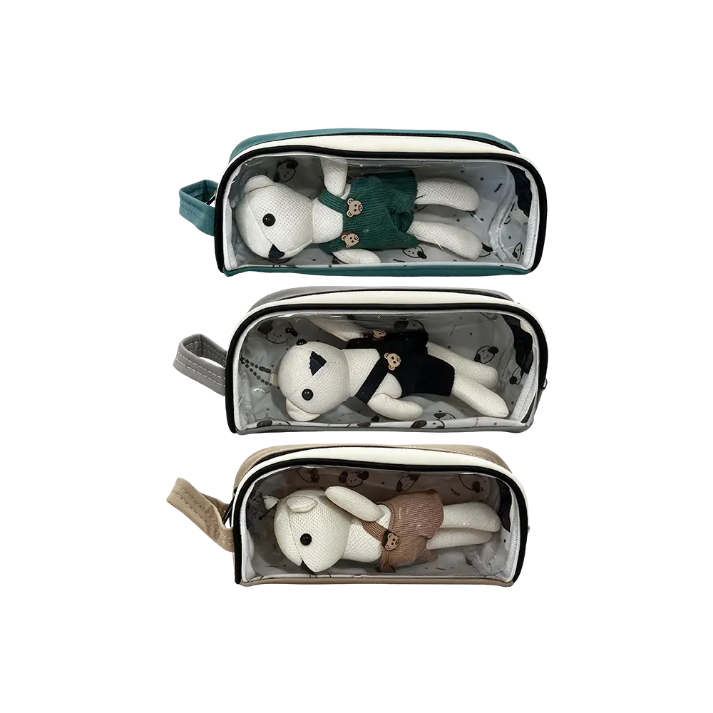 Transparent-Pencil-Case-with-Plush-Bear Transparent Pencil Case with Plush Bear