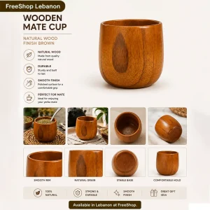 Wooden Mate Cup – Natural Wood Finish Brown1
