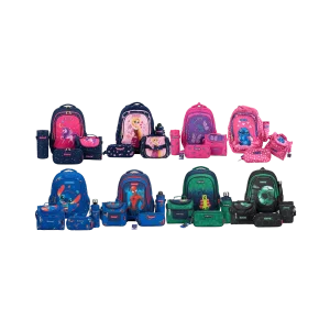 Xstrong 4 Piece School Backpack Set with Lunch Bag Pencil Case & Bottle Assorted Models