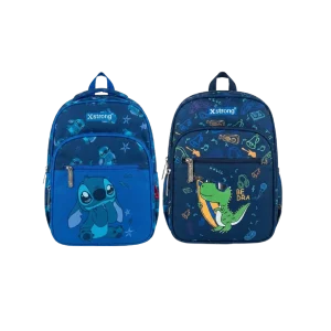 Xstrong Kids Backpack with Print & Multiple Compartments Standard Kids Size Navy Blue